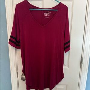 Torrid Red Boxy 3/4 Sleeve Tee